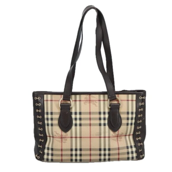 BURBERRY Nova Check Shoulder Bag PVC Beige Auth - Picture 2 of 16